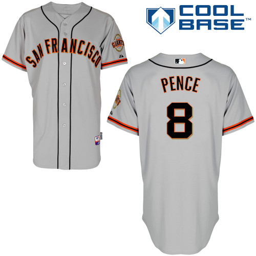 Hunter Pence #8 MLB Jersey-San Francisco Giants Men's Authentic Road 1 Gray Cool Base Baseball Jersey